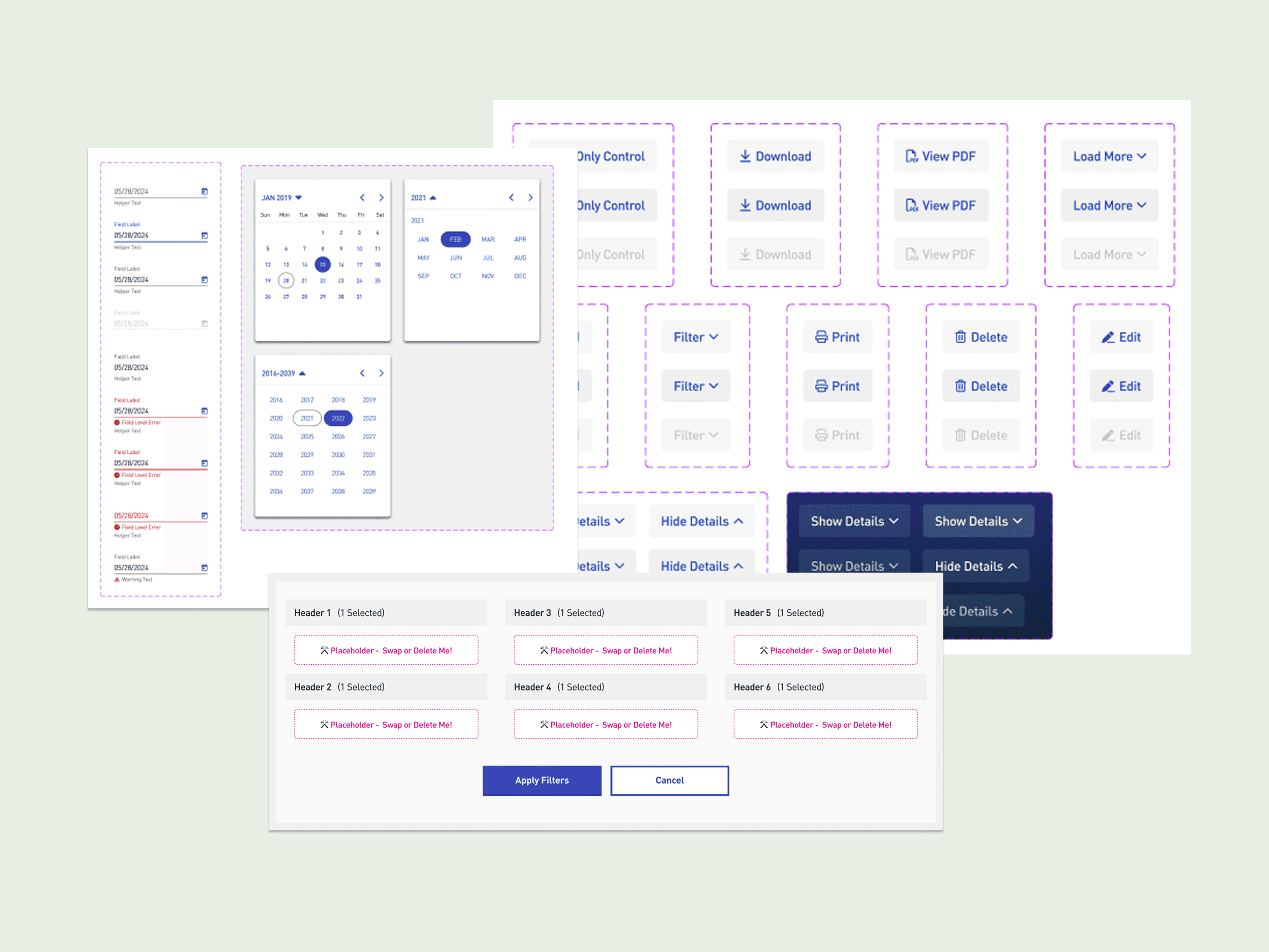 Component library screens from an enterprise design system