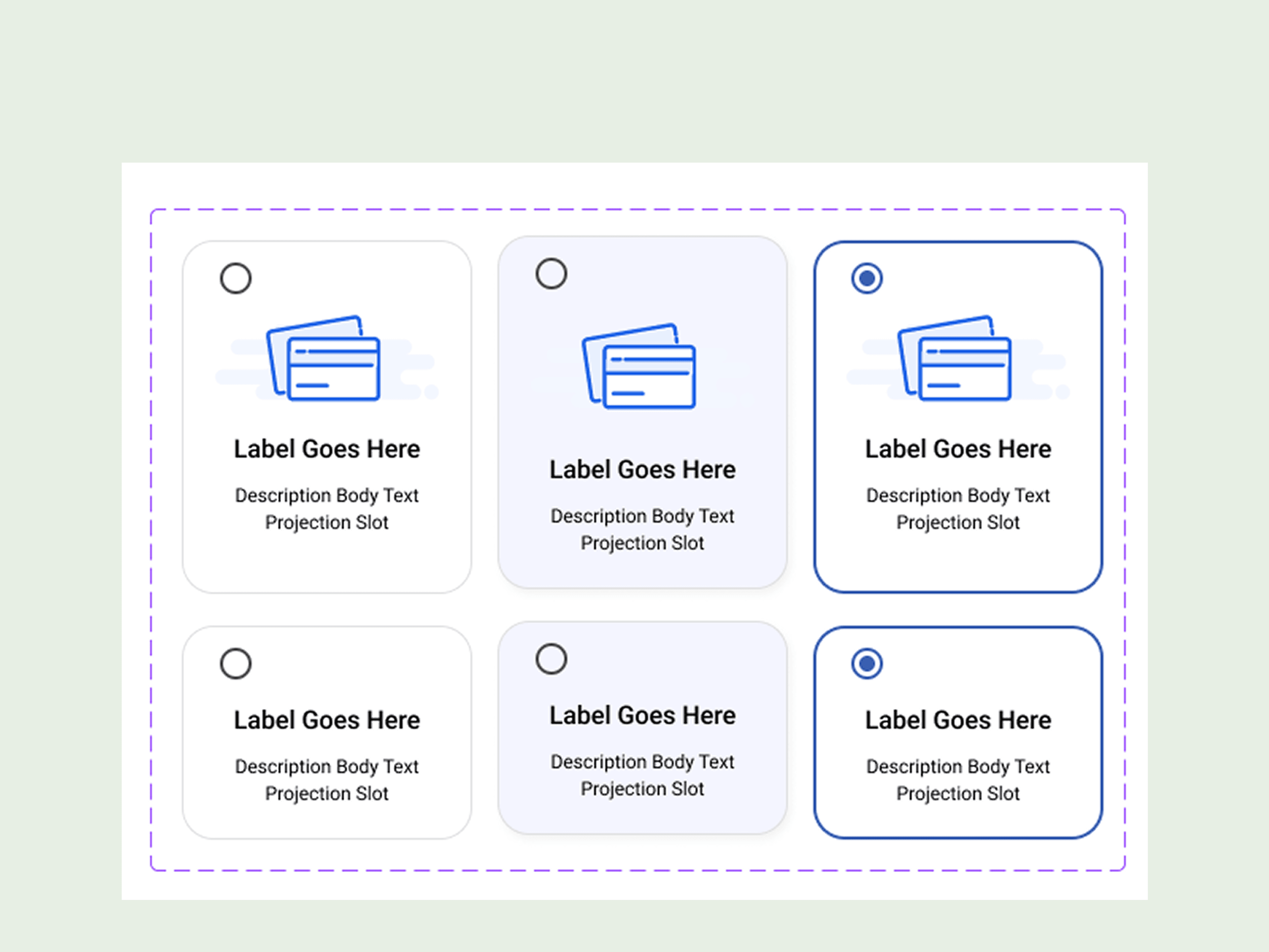 Radio card component variants