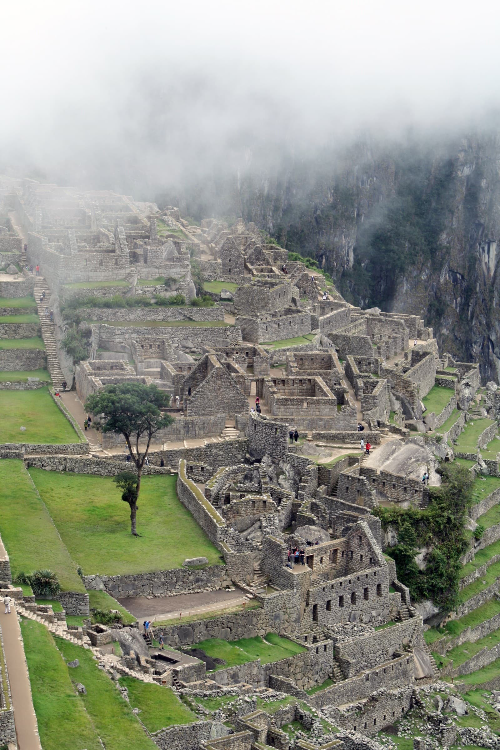 Aerial view of Machu Picchu and the surrounding peaks